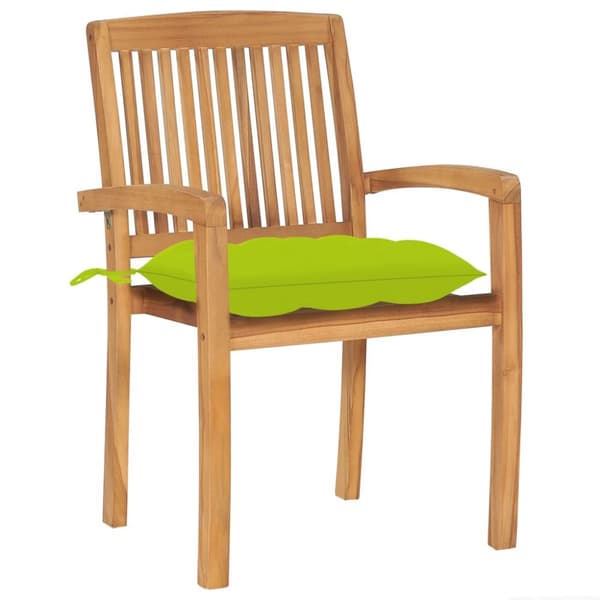 Trädgårdsstolar 2 st med ljusgröna dynor massiv teak