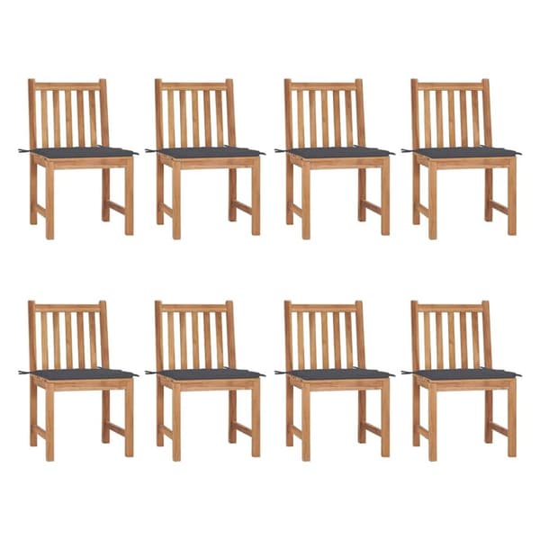 Trädgårdsstolar 8 st med dynor massiv teak
