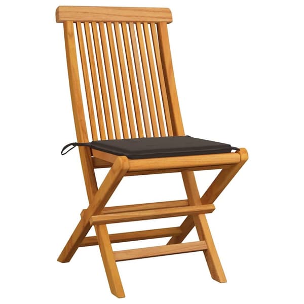 Trädgårdsstolar med taupe dynor 8 st massiv teak