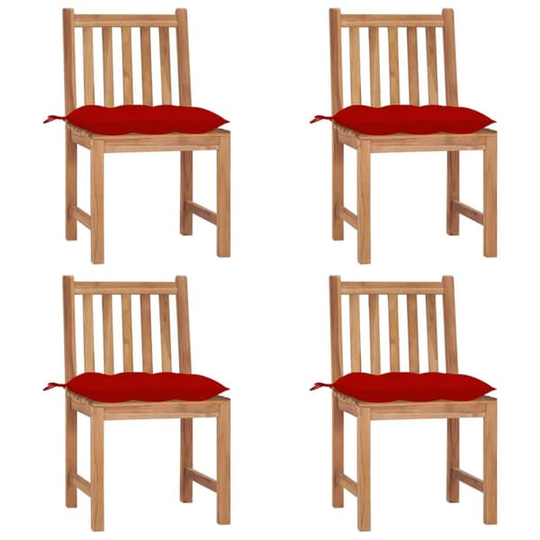 Trädgårdsstolar 4 st med dynor massiv teak