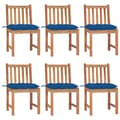 Miniatyrbild 1 av 2: Trädgårdsstolar 6 st med dynor massiv teak