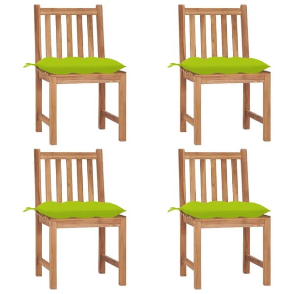 Trädgårdsstolar 4 st med dynor massiv teak