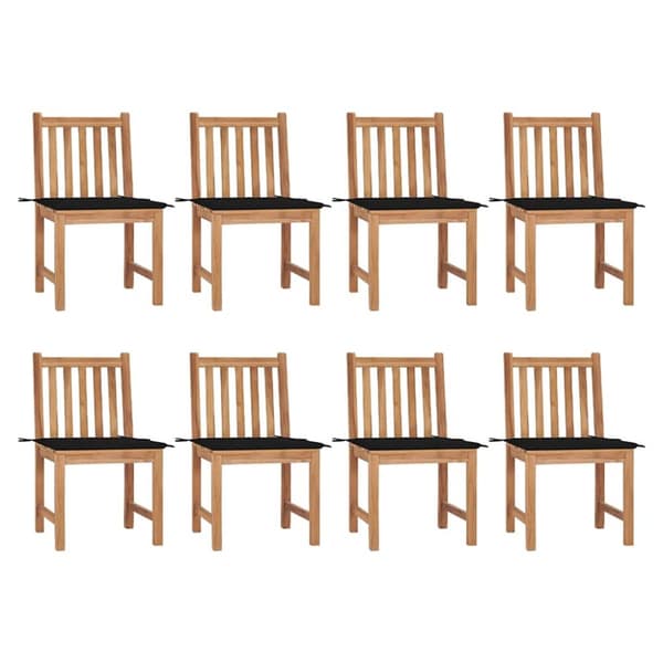 Trädgårdsstolar 8 st med dynor massiv teak