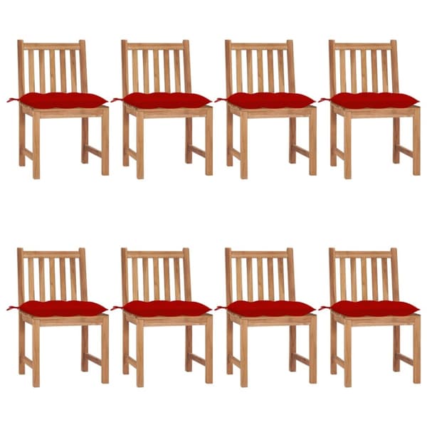 Trädgårdsstolar 8 st med dynor massiv teak
