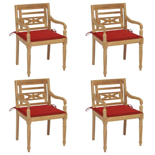 Bataviastolar med dynor 4 st massiv teak
