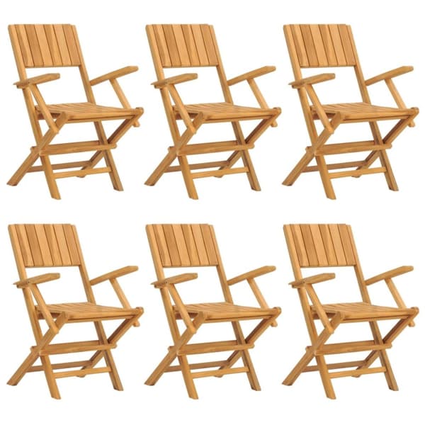 Hopfällbara trädgårdsstolar 6 st 55x61x90 cm massiv teak