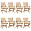 Miniatyrbild 1 av 2: Trädgårdsstolar med gräddvita dynor 8 st massiv teak