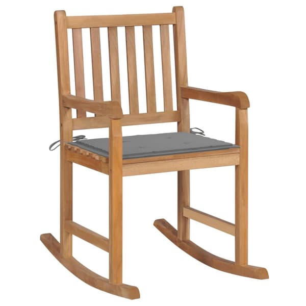 Gungstol med grå dyna massiv teak