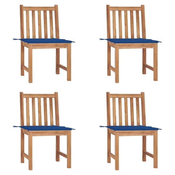 Trädgårdsstolar 4 st med dynor massiv teak