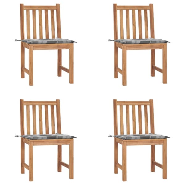 Trädgårdsstolar 4 st med dynor massiv teak