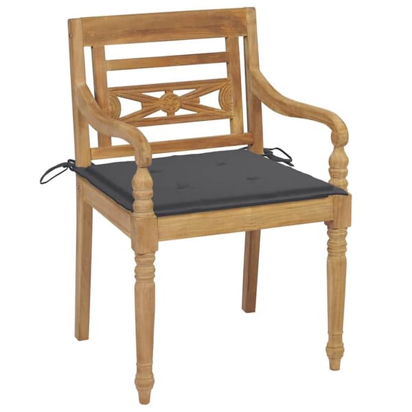 Bataviastolar 2 st med antracita dynor massiv teak