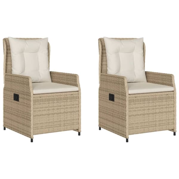 Justerbara trädgårdsstolar 2 st beige konstrotting