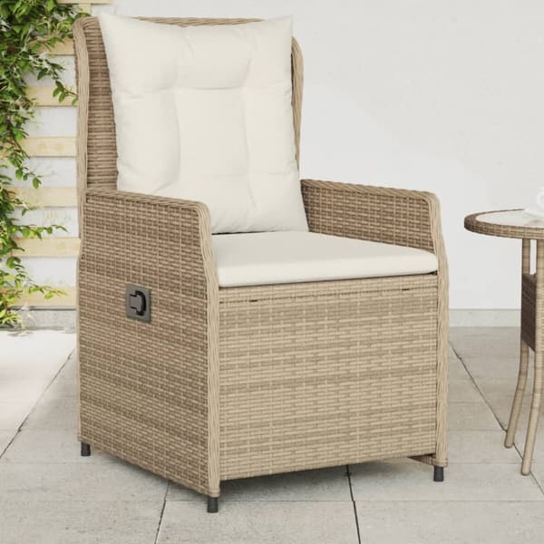 Justerbara trädgårdsstolar 2 st beige konstrotting