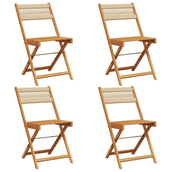 Hopfällbara trädgårdsstolar 4 st beige massivt akaciaträ