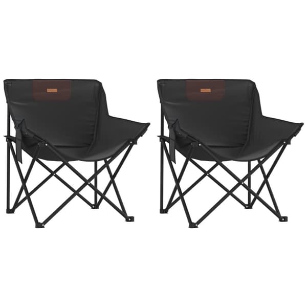 Campingstolar med ficka fällbar 2 st svart