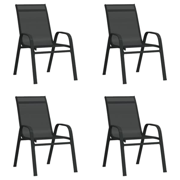 Stapelbara trädgårdsstolar 4 st svart textilentyg