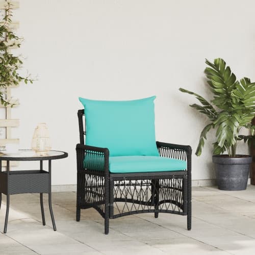 Trädgårdsstol med Kuddar Svart 60x70x78 cm Poly Rattan
