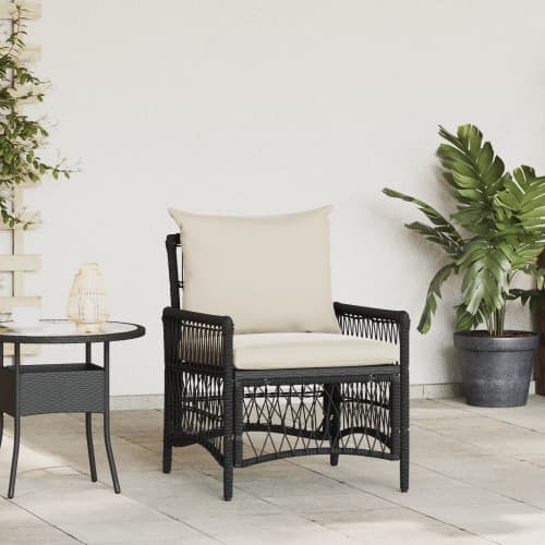 Trädgårdstol med Kuddar Svart 60x70x78 cm Poly Rattan