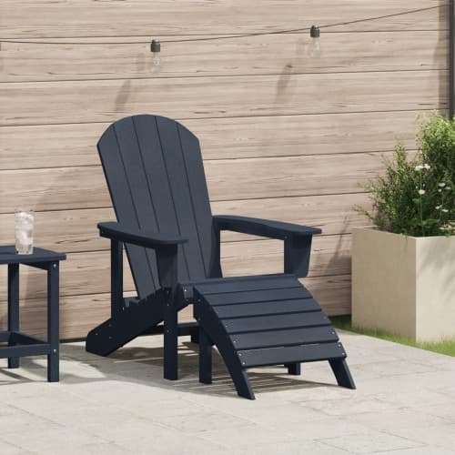 Adirondack-stol med fotstöd Marinblå HDPE