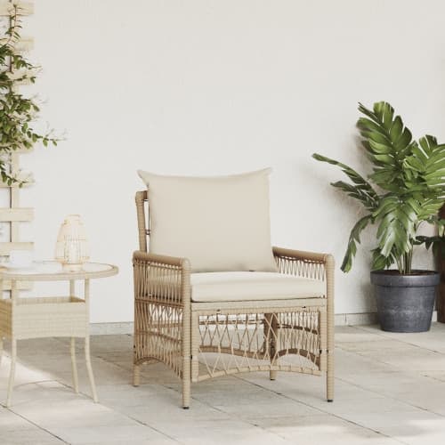 Trädgårdsstol med Kuddar Beige 60x70x78 cm Poly Rottning