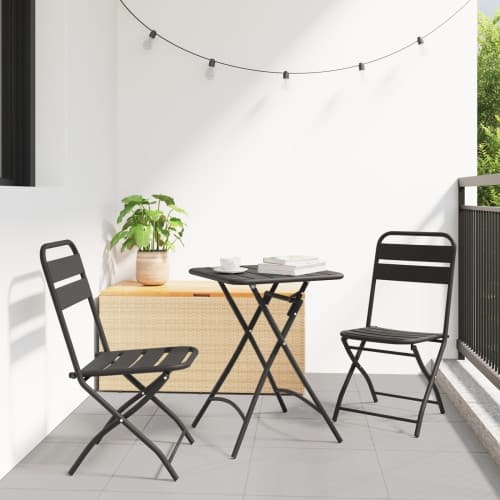 Fällbara Trädgårdsstolar 2 stycken Antracit 42x52x82 cm Pulverlackerat Stål