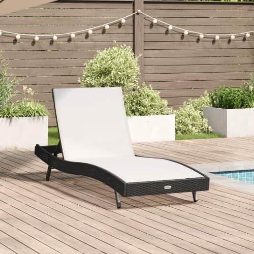 Solstol Svart Poly Rattan och Textilene