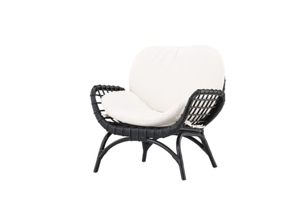 FURNLUX UDENDØRS LÆNESTOL MOANA HVID & SORT 80CM