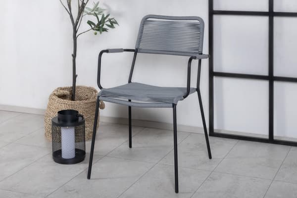 FURNLUX UDENDØRS SPISEBORDSSTOL LINDOS GRÅ & SORT 55CM