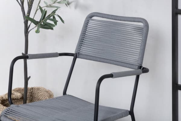 FURNLUX UDENDØRS SPISEBORDSSTOL LINDOS GRÅ & SORT 55CM