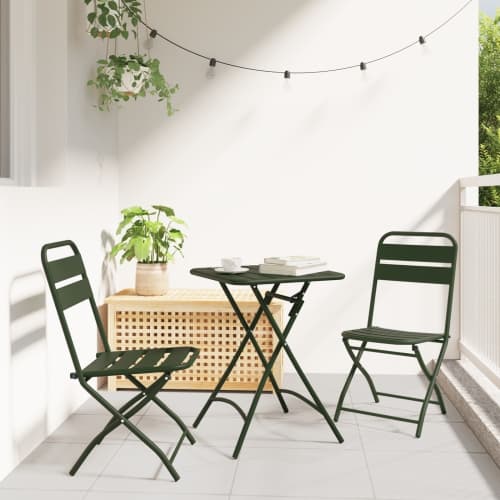 Fällbara Trädgårdstolar 2 st Mörkgrön 42x52x82 cm Pulverlackerad Stål