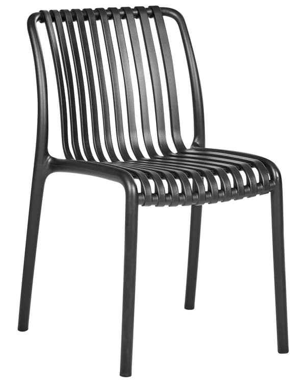 Sett med 4 Spisestoler Svart Plast Innendørs Utendørs Stabelbar Hage uten Armlener Minimalistisk Stil