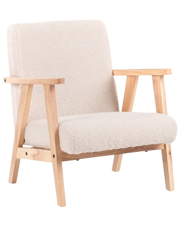 Barnestol Lysebeige Boucle-trekk med Treben Lenestol for Barn Barnerom