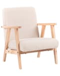 Miniatyrbilde 4 av 10: Barnestol Lysebeige Boucle-trekk med Treben Lenestol for Barn Barnerom