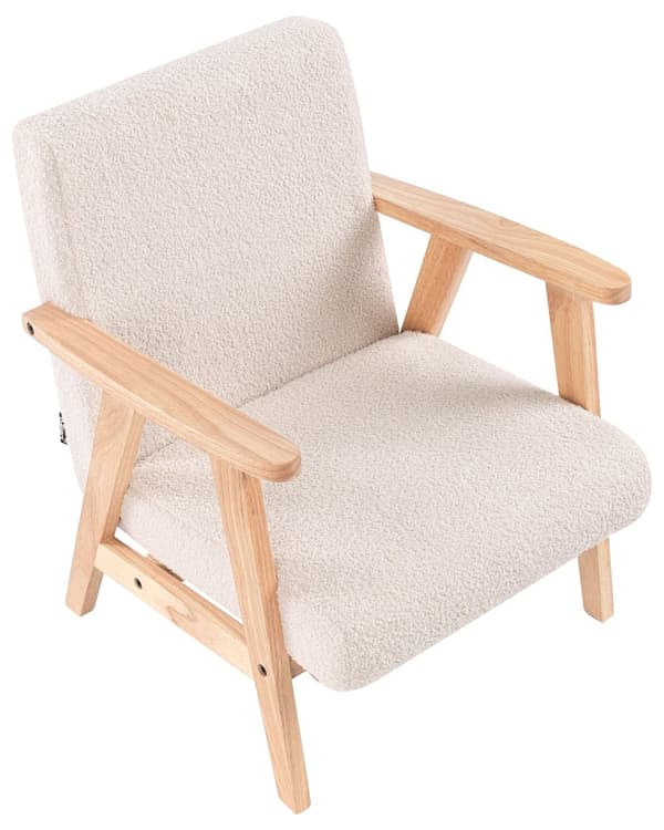 Barnestol Lysebeige Boucle-trekk med Treben Lenestol for Barn Barnerom