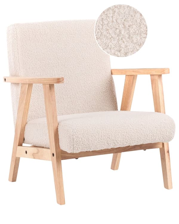 Barnestol Lysebeige Boucle-trekk med Treben Lenestol for Barn Barnerom