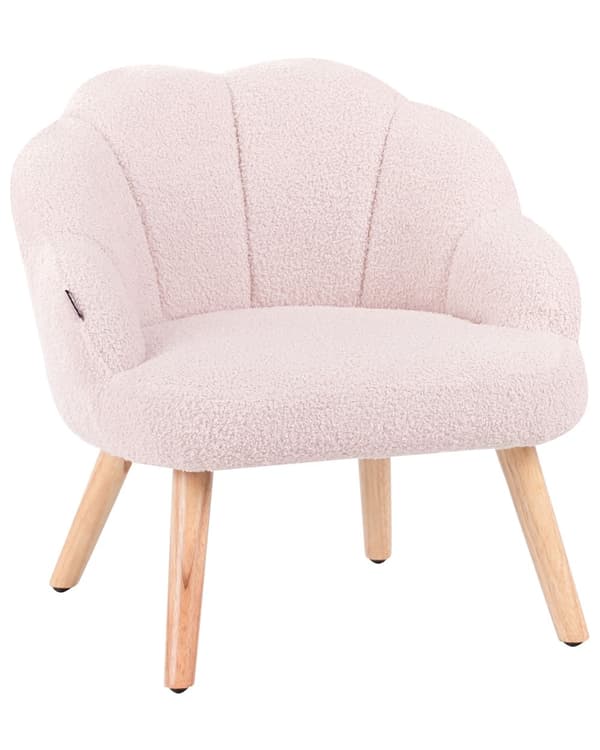 Barnestol Pastellrosa Boucle-trekk med Treben Lenestol for Barn Barnerom