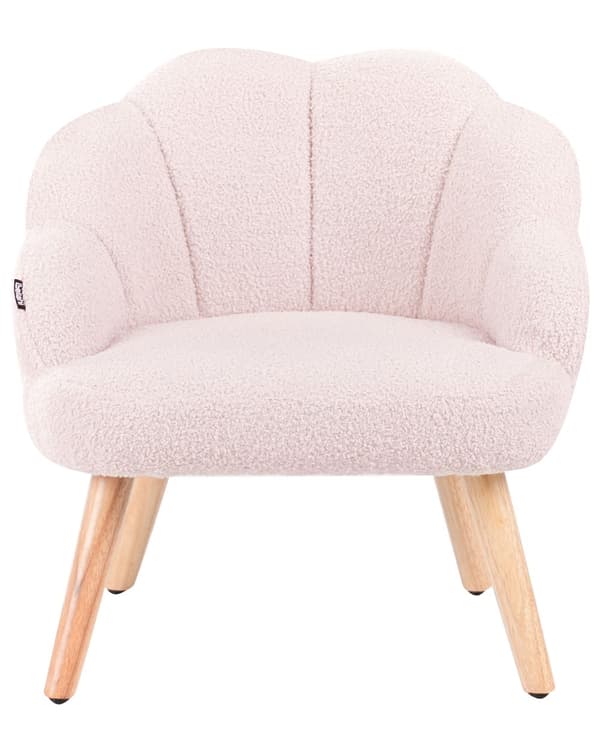 Barnestol Pastellrosa Boucle-trekk med Treben Lenestol for Barn Barnerom