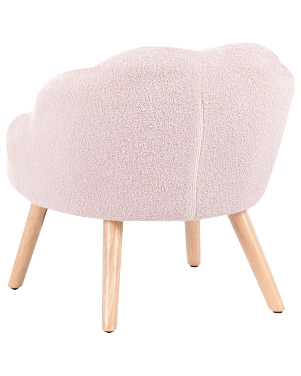 Barnestol Pastellrosa Boucle-trekk med Treben Lenestol for Barn Barnerom