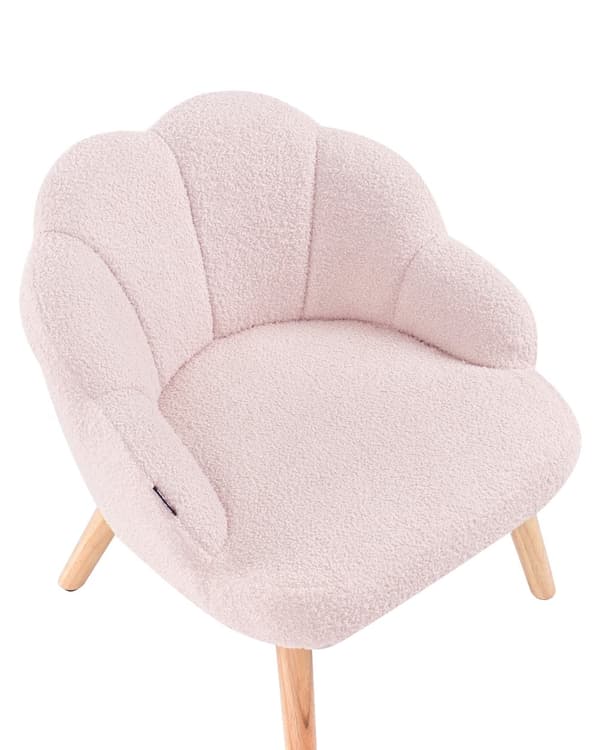 Barnestol Pastellrosa Boucle-trekk med Treben Lenestol for Barn Barnerom