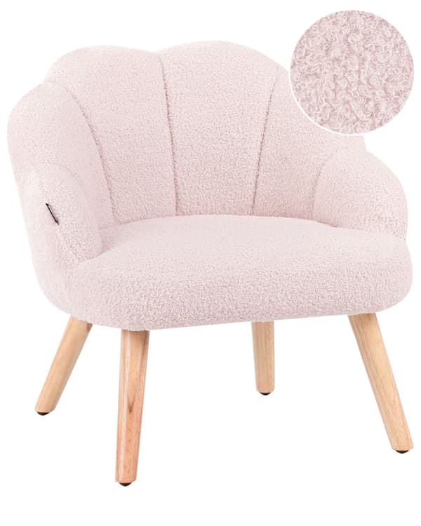 Barnestol Pastellrosa Boucle-trekk med Treben Lenestol for Barn Barnerom