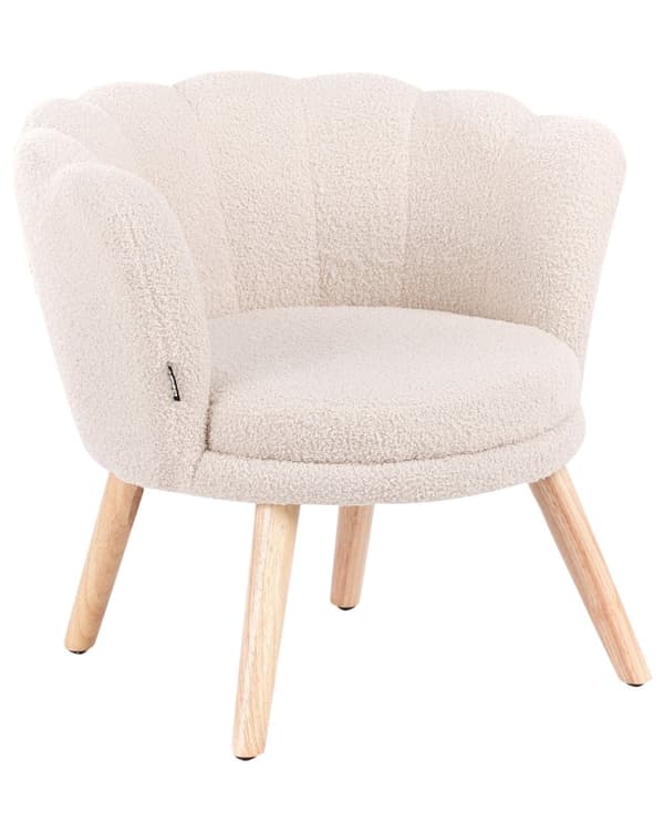 Barnestol Lys Beige Boucle Polstring Treben Lenestol for Barn Barnerom