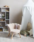 Miniatyrbilde 2 av 10: Barnestol Lys Beige Boucle Polstring Treben Lenestol for Barn Barnerom