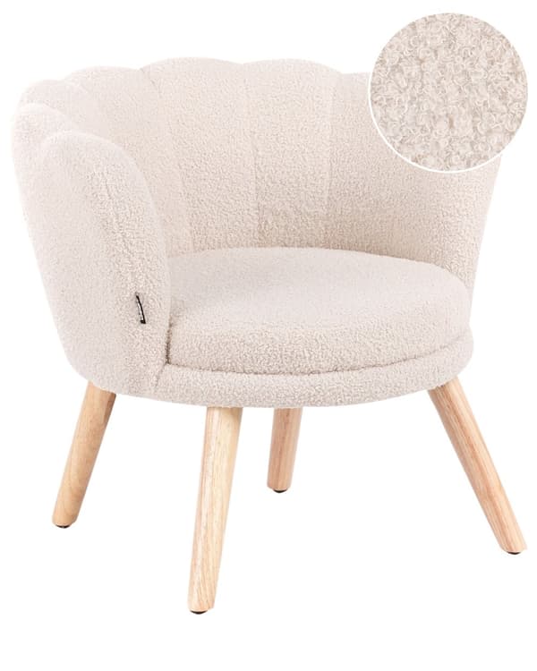 Barnestol Lys Beige Boucle Polstring Treben Lenestol for Barn Barnerom