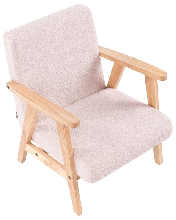 Barnestol Pastellrosa Boucle-trekk med Treben Lenestol for Barn Barnerom