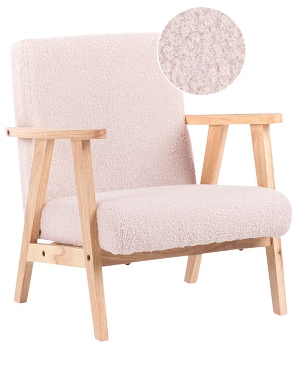 Barnestol Pastellrosa Boucle-trekk med Treben Lenestol for Barn Barnerom