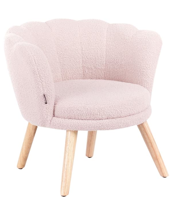 Barnestol Pastellrosa Boucle Polstring Treben Lenestol for Barn Barnerom