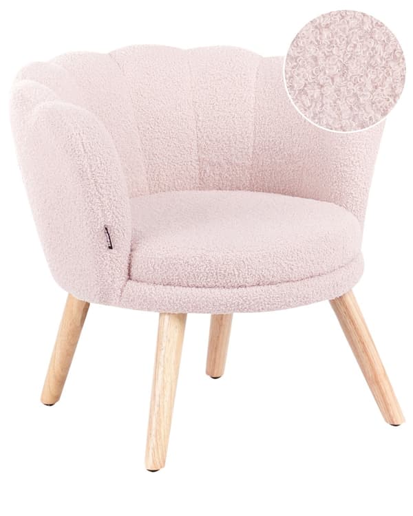 Barnestol Pastellrosa Boucle Polstring Treben Lenestol for Barn Barnerom