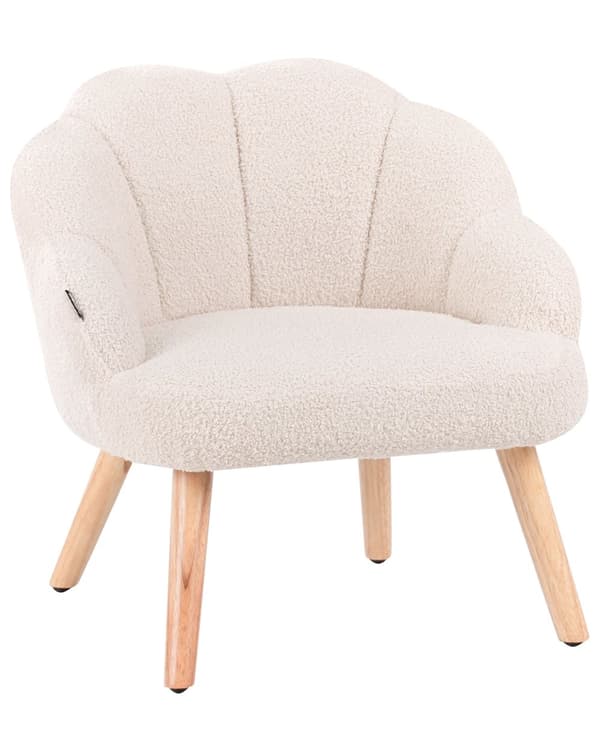 Barnestol Lysebeige Boucle-trekk med Treben Lenestol for Barn Barnerom