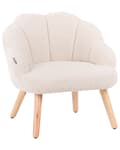 Miniatyrbilde 4 av 10: Barnestol Lysebeige Boucle-trekk med Treben Lenestol for Barn Barnerom