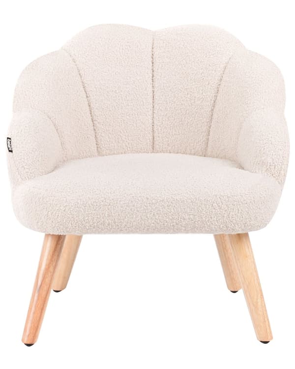 Barnestol Lysebeige Boucle-trekk med Treben Lenestol for Barn Barnerom